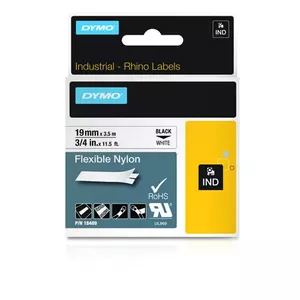 Лента для маркировки DYMO IND Flexible Nylon S0718120 18489 Черный на белом 1.9 см 3.5 м для Rhino