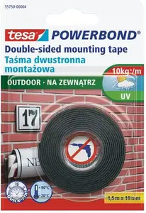 Āra stiprināšanas līmlente Tesa 1,5 cm x 19 m, laika apstākļiem izturīga montāžas lente