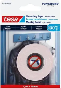 Abpusēji līmējoša montāžas lente Tesa POWERBOND 1,5 m x 19 mm priekš flīzēm
