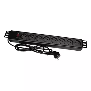 Сетевой удлинитель Alantec PZ081U3M — кабель 3 м, 8 розеток AC, 230 В, 16 A, для помещений, черный