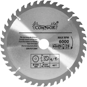 Circular Saw Blade Condor CON-TCT-2504, TCT 250 mm Ø, 30 mm bore, 40 teeth
