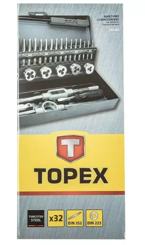 Topex набор плашек и метчиков M3–M12 Photo 4