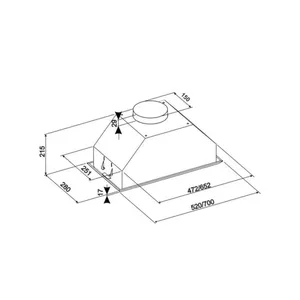 Kitchen hood Eleyus MOD L 16 200 52 IS, built-under, stainless steel, 52 cm, 649 m³/h