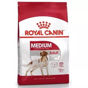 Sausais suņu barība Royal Canin SHN Medium Adult 15 kg — pilnvērtīgs uzturs pieaugušiem vidējas šķirnes suņiem, ar putnu gaļu, 25% proteīna, 14% tauku