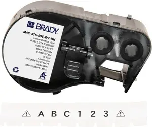 Label tape Brady M4C-375-595-WT-BK — vinyl permanent 9.53 mm x 7.62 m