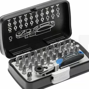 Screwdriver bit set högert technik HT1R460 — 33-piece 1/4" S2 steel bits with ratchet