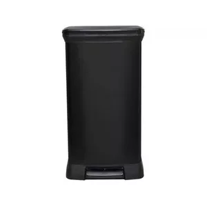 Waste bin CURVER 50L metallic pedal black — 50 L capacity, pedal-operated, plastic body