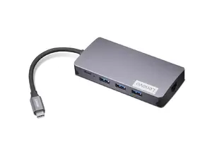 Doka adapters Lenovo GX91M73946 vads USB-C, 100 W, HDMI, VGA, 3× USB-A, SD karšu lasītājs, Gigabit Ethernet, 4K@30 Hz, pelēks