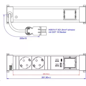 Power Frame Bachmann 916.504 с 2x розетками CEE7/3 и 1x разъёмом CM