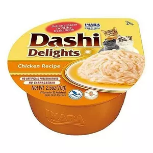 Wet cat treats INABA Dashi Delights Chicken in Broth 70 g pouch — meaty, gluten- and soy-free, 86% moisture