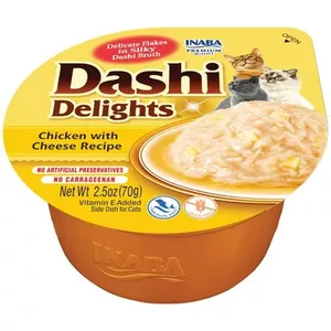 Влажные лакомства для кошек INABA Dashi Delights — курица с сыром в бульоне, пауч 70 г, влага 86%, белок 11.2%