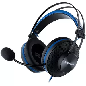 Cougar | Immersa Essential Blue | Austiņas | Draiveris 40 mm /9,7 mm ar trokšņu slāpēšanu Mic./Stereo 3,5 mm 4-polu un 3-polu PC adapteris / Zils
