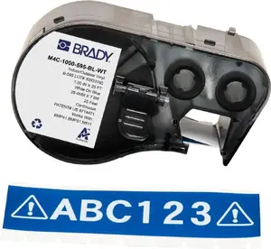 Label roll for Brady BMP41/BMP51/M511 printers — M4C-1000-595-BL-WT, blue on white