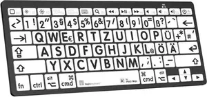 Keyboard LogicKeyboard XL-Print Black on White DE Mac Bluetooth — German layout, Mac-specific labels