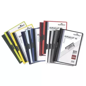 Папка-клип Durable DURACLIP 30, ПВХ и сталь, разноцветная, вместимость 30 листов