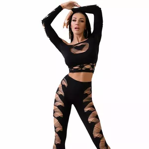 Bodysuit CHILIROSE S/L Black CR 4436 Top & Leggings