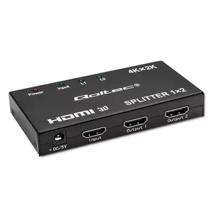 HDMI Splitter QOLTEC Active 2‑output 4Kx2K 3.4 Gbps