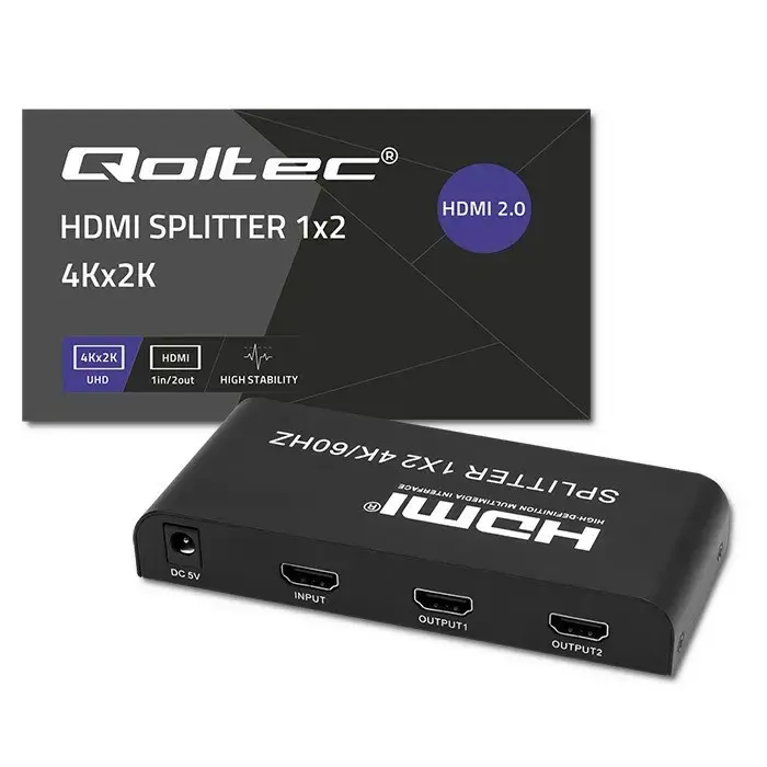 HDMI splitter QOLTEC 51797 — 2 outputs, 4K 60Hz Photo 3