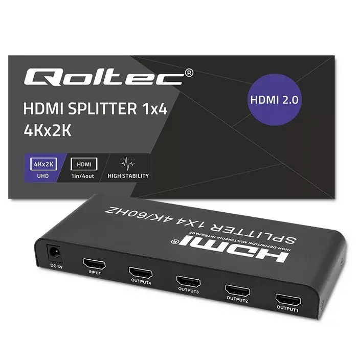 HDMI splitter QOLTEC 51799 — 4× outputs, 4K 60Hz Photo 3