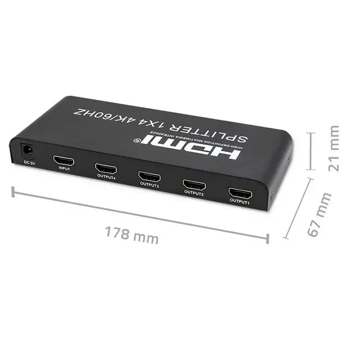 HDMI splitter QOLTEC 51799 — 4× outputs, 4K 60Hz Photo 4