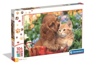 Clementoni Cute friends SuperKolor 104 maxi puzle bērniem no 4 gadu vecuma