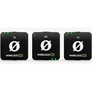 Bezvadu lavaljē mikrofona sistēma RØDE Wireless ME Dual — divi raidītāji, noņemami visvirzienu mikrofoni, 100 m darbības attālums, 7 h baterija