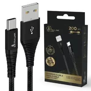 Кабель USB Type-A — USB-C Extralink Smart Life плетёный 2 м — 15W (5V 3A) чёрный