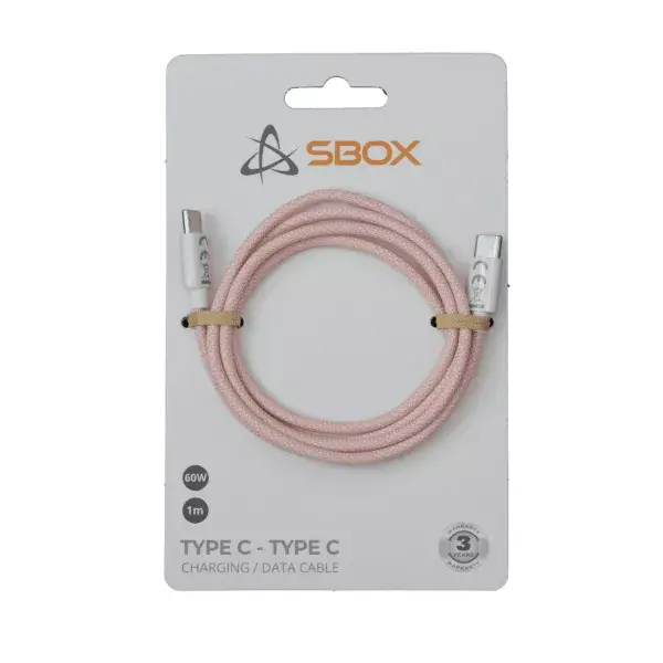 SBOX CABEL USB TYPE C -> USB TYPE C M/M 1M Rozā Photo 2