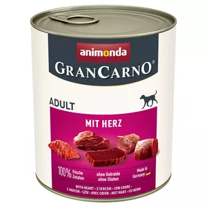 Wet dog food animonda GranCarno Adult with Hearts, pork, 800 g can, 10.5% protein, 5% fat, gluten‑free