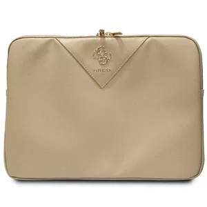 Laptop sleeve GUESS GUCS14ZPGSTEGD 14 inch light gold triangular pattern 4G