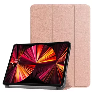 Stenda maciņš iLike priekš Galaxy Tab S9 FE — ekoderis, trīskāršs saliekams, Rose Gold