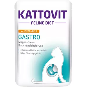 Влажный корм для кошек KATTOVIT Индейка с рисом 85 г — для взрослых, поддержка ЖКТ, влажность 80%