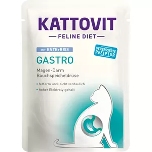 Влажный ветеринарный корм для кошек KATTOVIT Adult Утка с рисом пакет 85 г — поддержка ЖКТ, при недостаточности поджелудочной