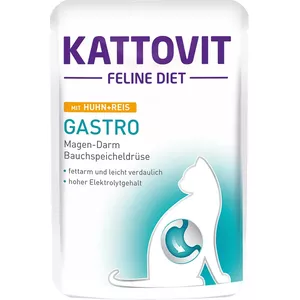 Влажный корм для кошек KATTOVIT Moist 85 г — курица и рис для взрослых кошек при панкреатической недостаточности