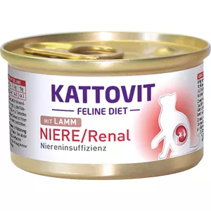 Mitrs kaķu barība KATTOVIT Feline Diet pieaugušajiem jēra 85 g — veterinārā diēta nieru atbalstam