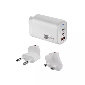 ER 65W GaN power adapter 2x USB-C PD + 1x USB-A white