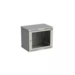 Network wall cabinet SOLARIX SENSA 9U 400mm with glass door, RAL 7035