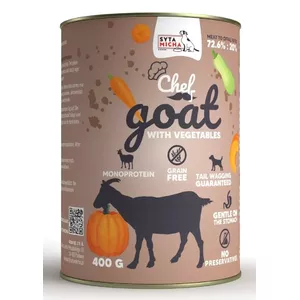 Влажный корм для собак SYTA MICHA Chef Goat с овощами 400 г — без злаков, без глютена, влажность 82,1%