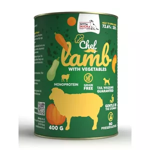 Влажный корм для собак SYTA MICHA Chef Lamb с овощами 400 г — для взрослых, монопротеин, без глютена и сои