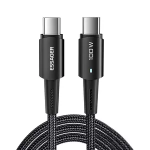 USB-C uz USB-C kabelis Essager 100W 1 m (melns) — strāva un datu pārraide