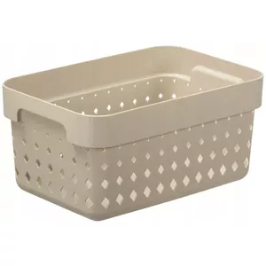 NHG storage basket Seoul plastic 26x18x13 cm light brown, recycled PP, diamond holes