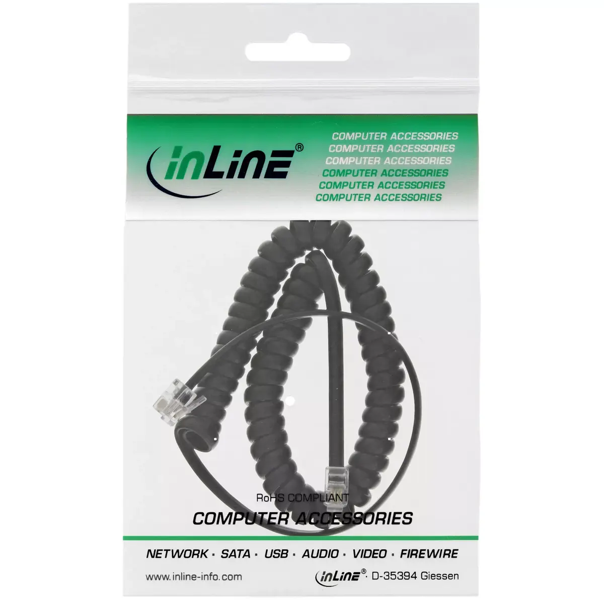 InLine Handset spiral cable RJ10 4P4C M/M Photo 3