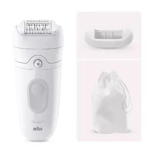 Epilators Braun Silk-épil 5 5-011 — uz baterijām, MicroGrip pincetes, Wet & Dry, masāža, balts