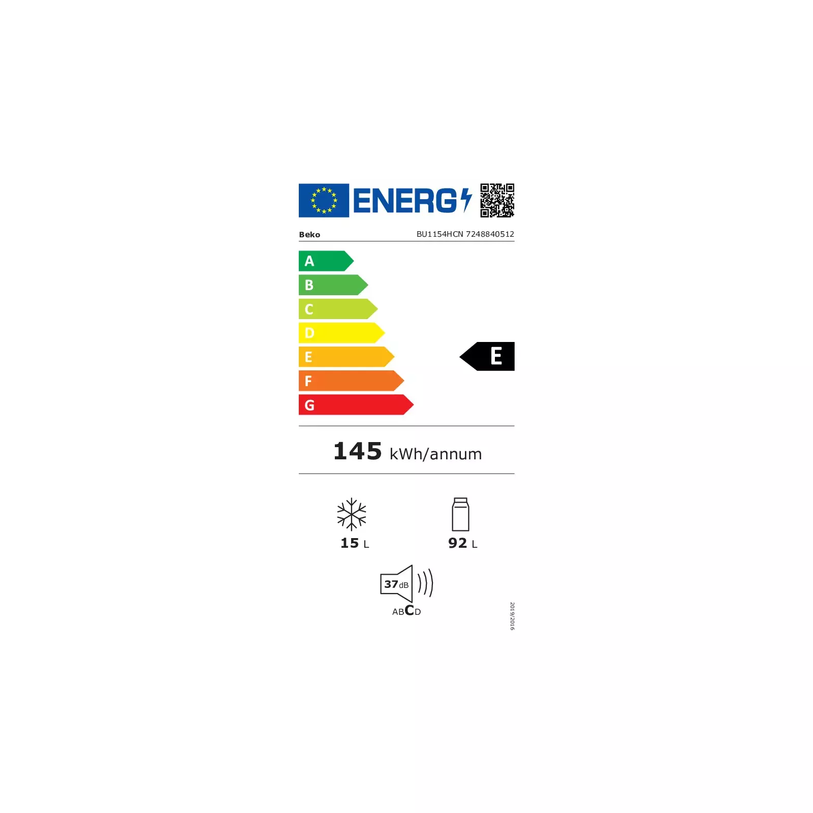 Beko BU1154HCN iebūvējamais ledusskapis Photo 2