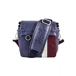 Messenger camera case Smile 16522 — universal shoulder bag with 2 exterior pockets, Blue/Garnet/White