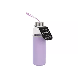Borsilikāta stikla pudele Itotal ar violetu neoprēna apvalku, 500 ml