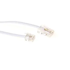 ACT TD5303 Baltu tālruņa kabelis ar RJ11 un RJ45 savienotājiem plakans 3 metri