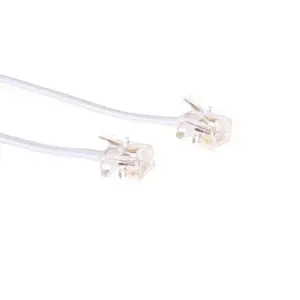 ACT White Flat Telephone Cable with RJ11 Connectors, 5 Meter Length, Male to Male