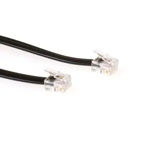 ACT Black Flat Telephone Cable with RJ12 Connectors, Male to Male, 3 m length