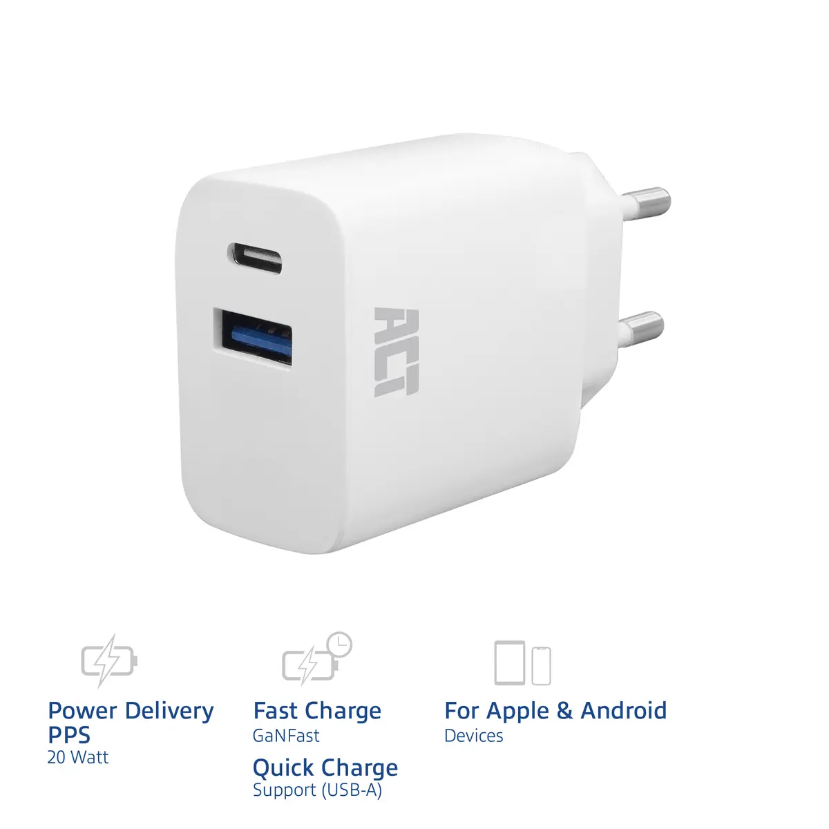ACT AC2122 USB-C & USB-A Charger 20W Photo 3